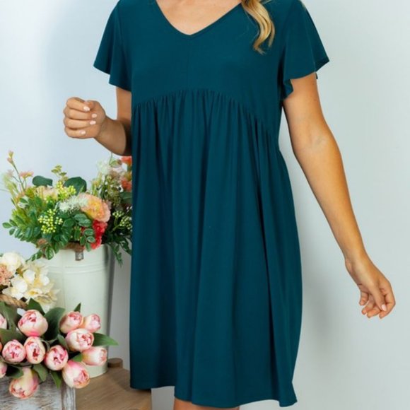 White Birch Full Size Short Sleeve Woven Layered Dress
